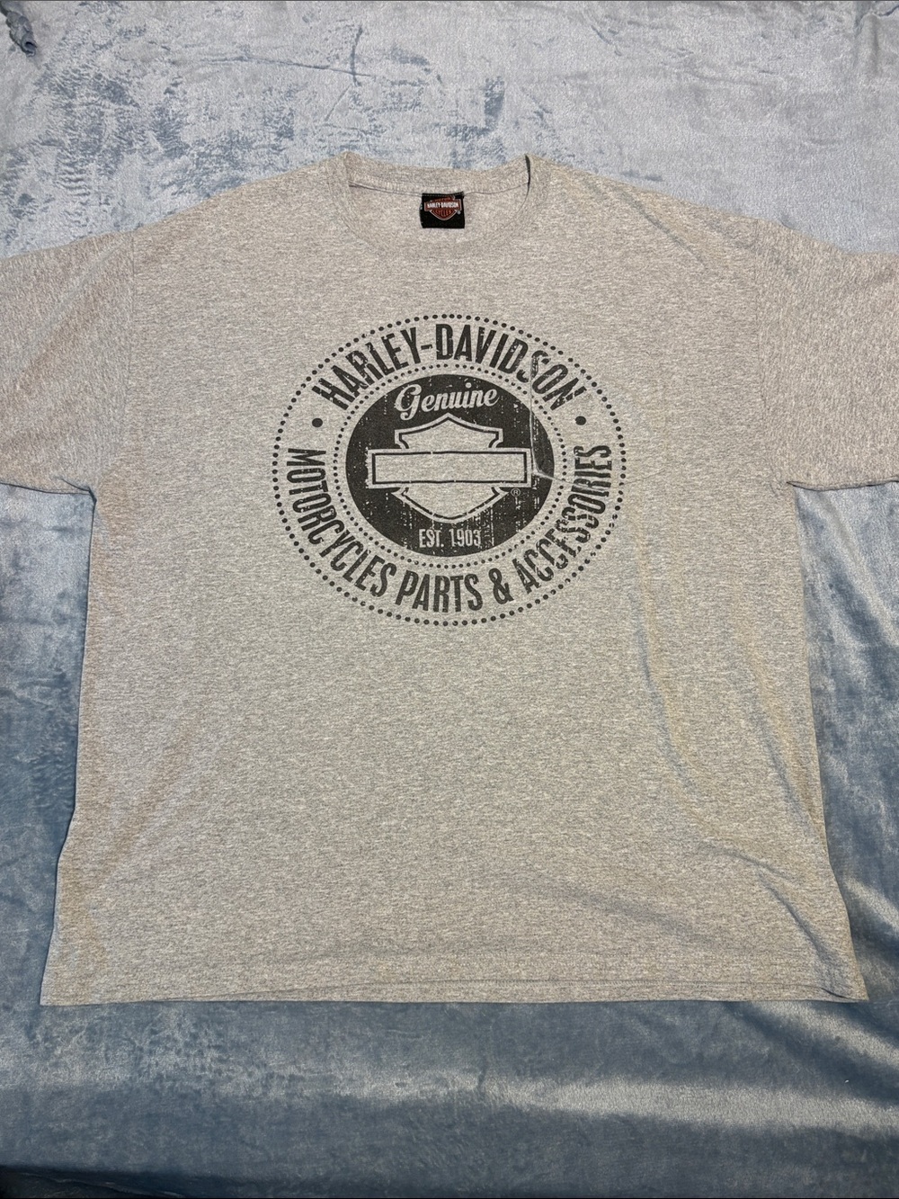 Harley-Davidson Gray Short Sleeve Tee with Black Circular Crest